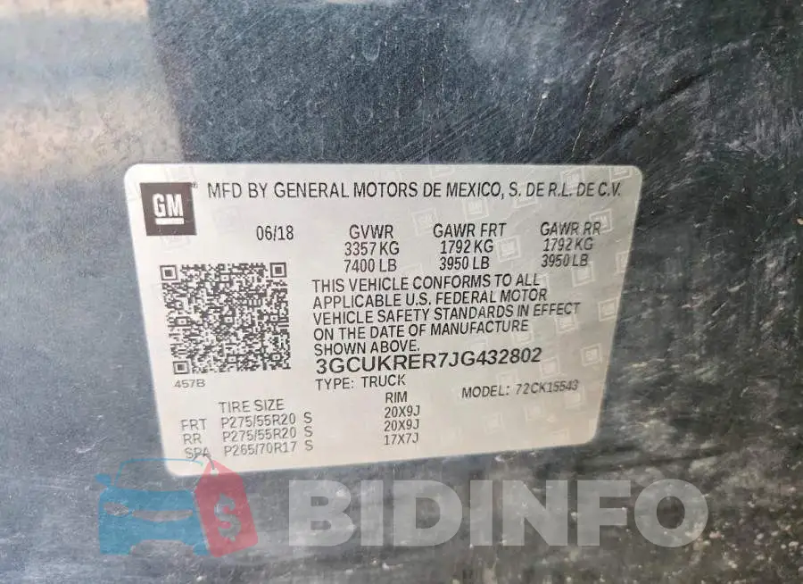3GCUKRER7JG432802 Photo# 12