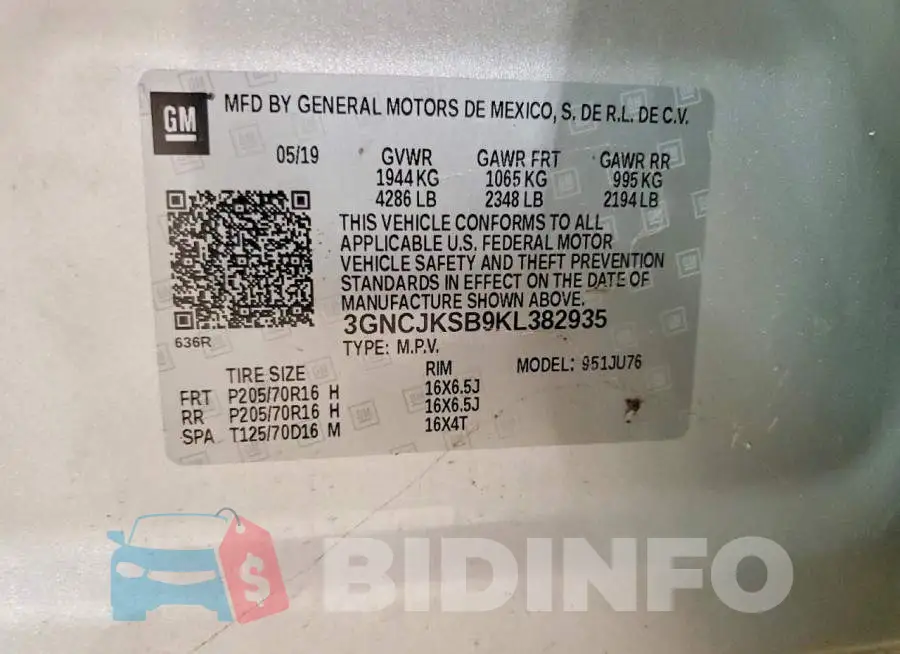 3GNCJKSB9KL382935 Photo# 14