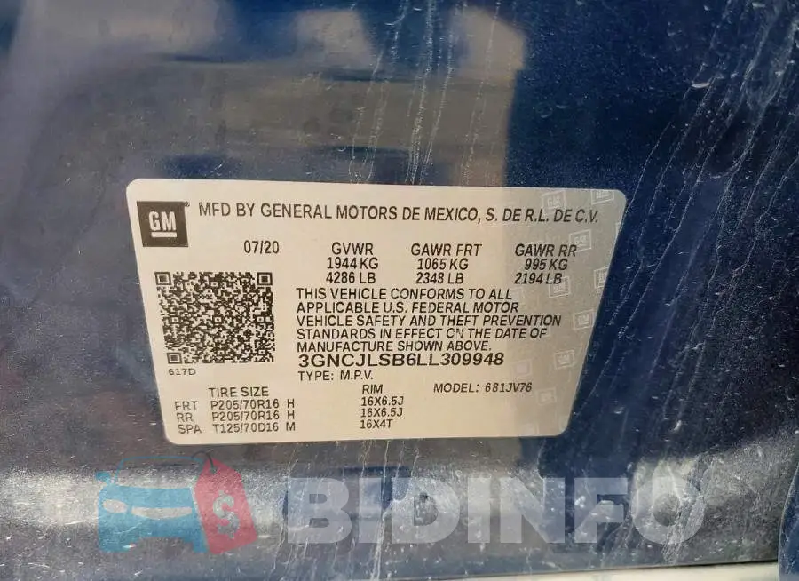 3GNCJLSB6LL309948 Photo# 13