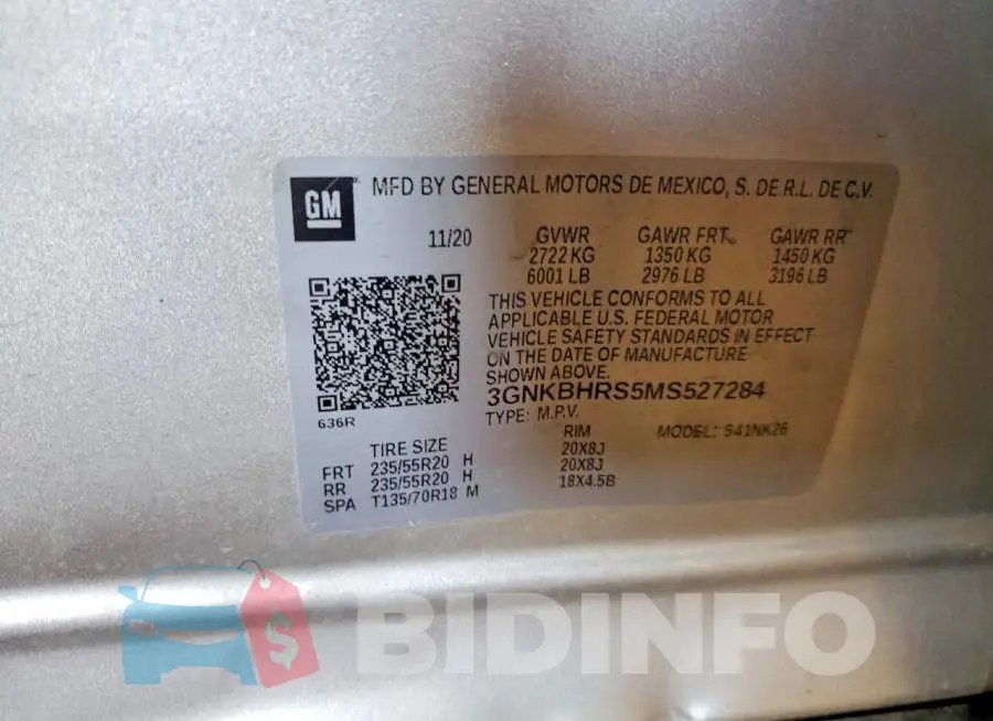 3GNKBHRS5MS527284 Photo# 13