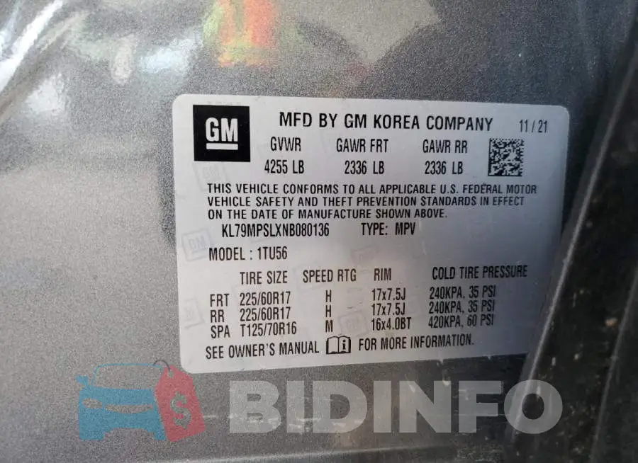 KL79MPSLXNB080136 Photo# 13