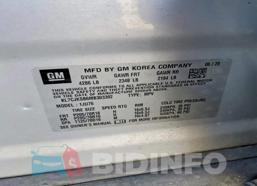 KL7CJKSB6MB303392 Photo# 13