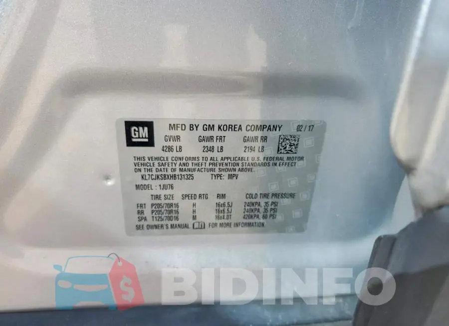 KL7CJKSBXHB131325 Photo# 14