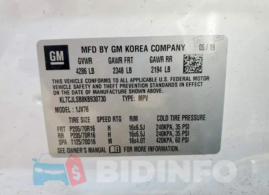 KL7CJLSB8KB930730 Photo# 13