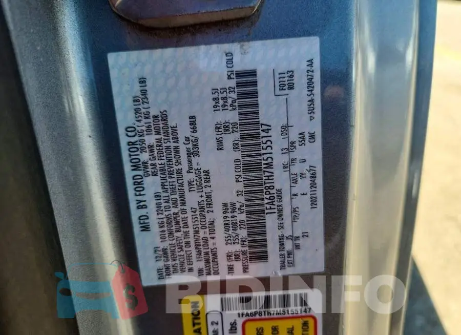 1FA6P8TH7M5155147 Photo# 12