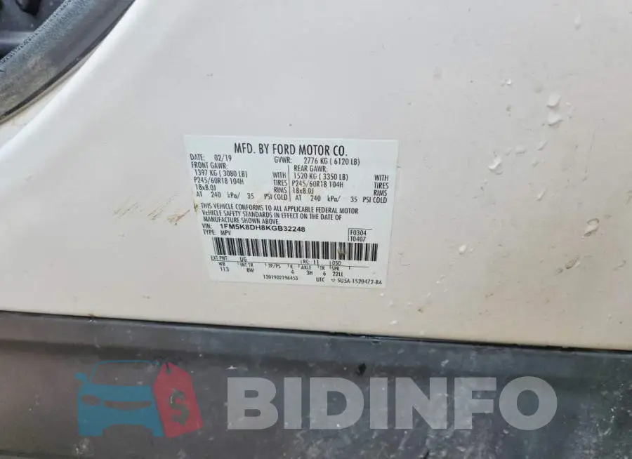 1FM5K8DH8KGB32248 Photo# 12