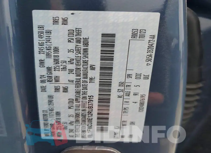 1FMCU0E12RUB37915 Photo# 14