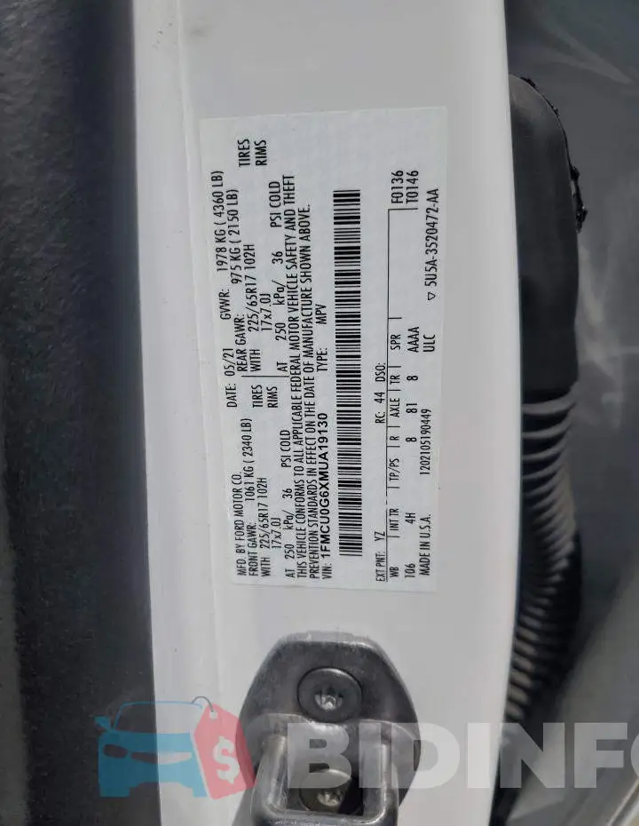 1FMCU0G6XMUA19130 Photo# 13