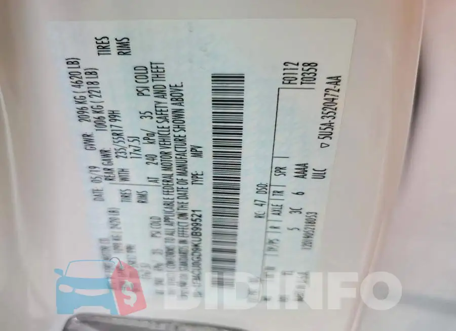1FMCU0GD9KUB99521 Photo# 13