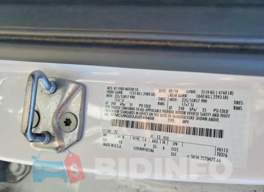 1FMCU9GD3JUD40408 Photo# 13