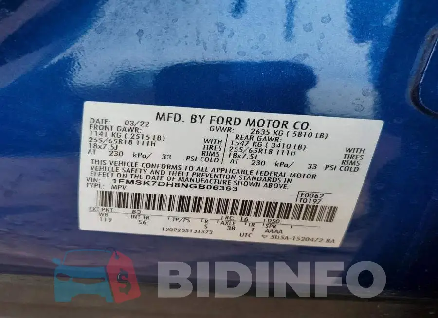 1FMSK7DH8NGB06363 Photo# 14