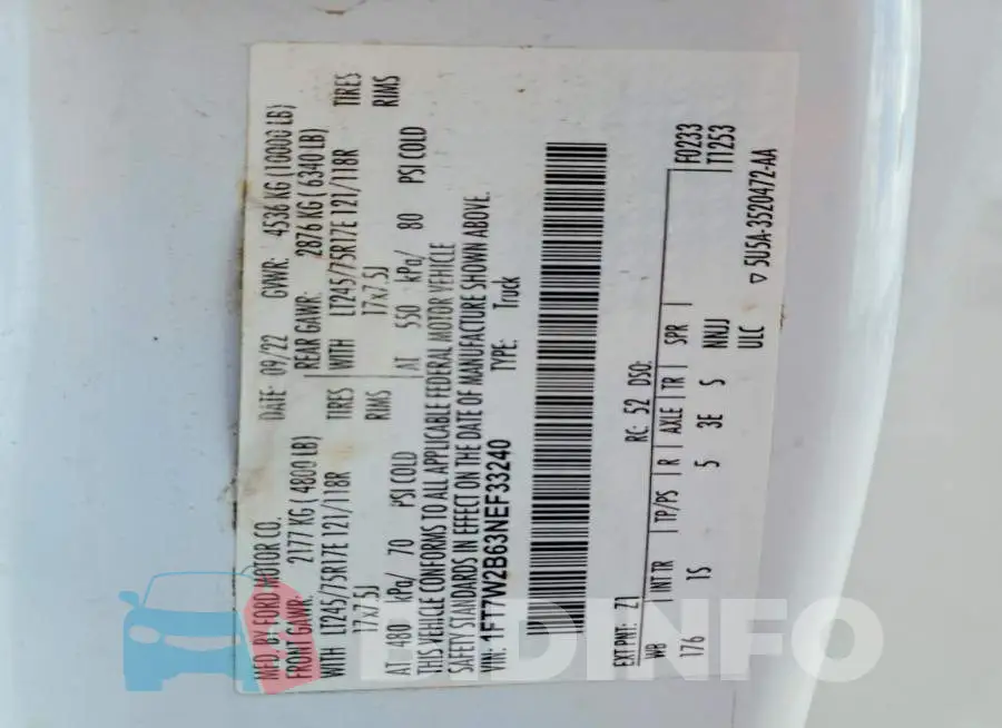 1FT7W2B63NEF33240 Photo# 13