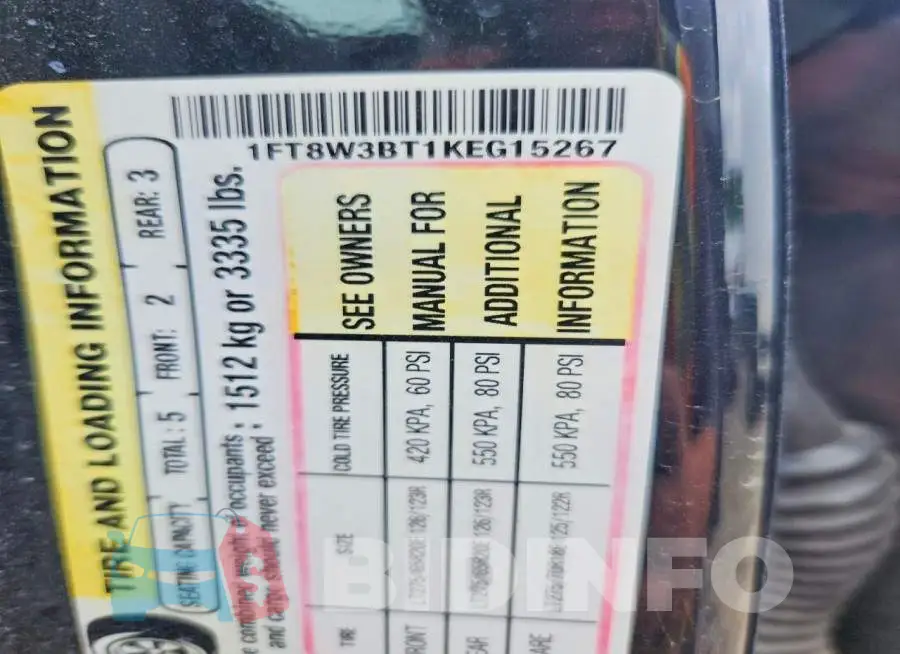 1FT8W3BT1KEG15267 Photo# 12