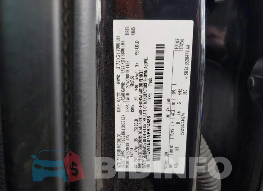 1FTEW1E87NFB14686 Photo# 12