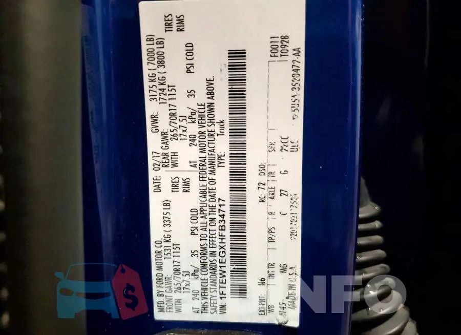 1FTEW1EGXHFB34717 Photo# 12