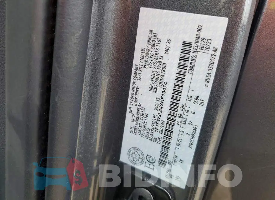 1FTFW3L84SKF19474 Photo# 12