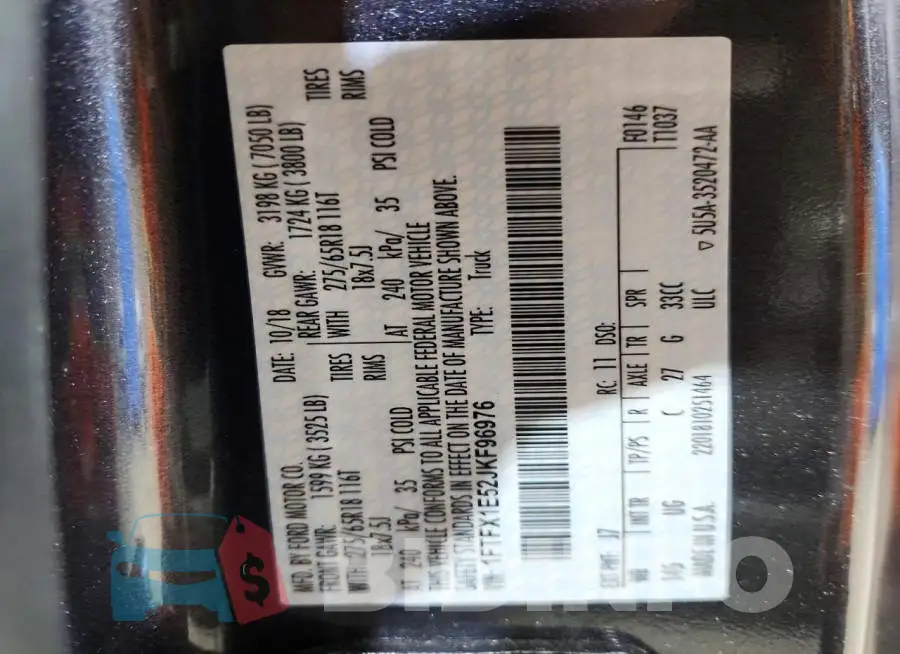 1FTFX1E52JKF96976 Photo# 12