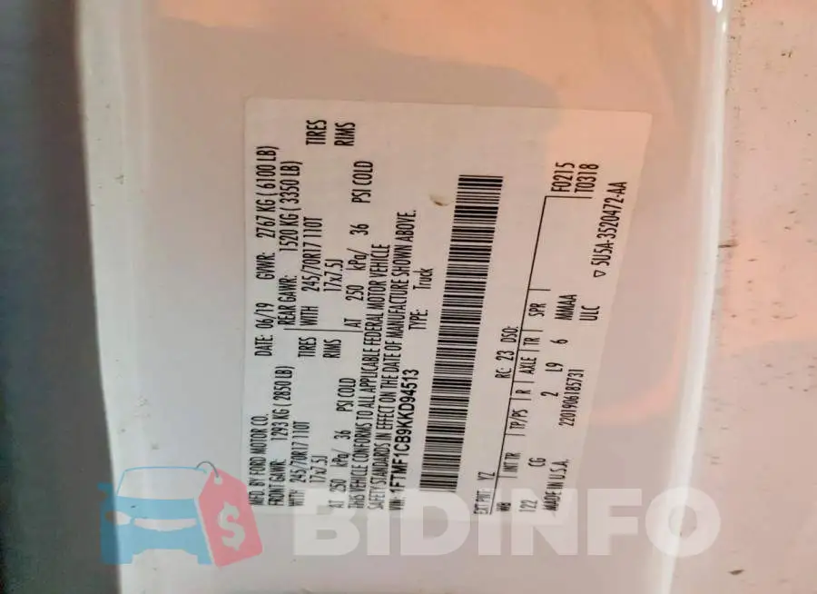 1FTMF1CB9KKD94513 Photo# 12