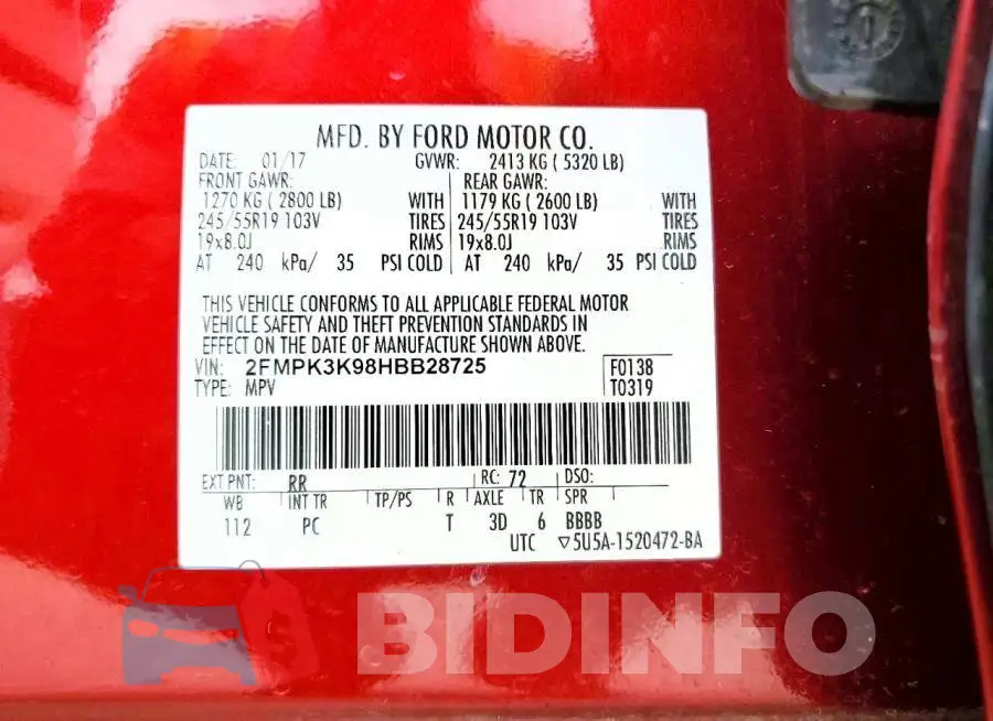 2FMPK3K98HBB28725 Photo# 12