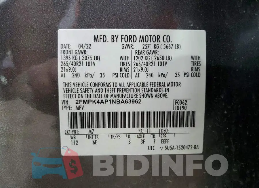 2FMPK4AP1NBA63962 Photo# 13