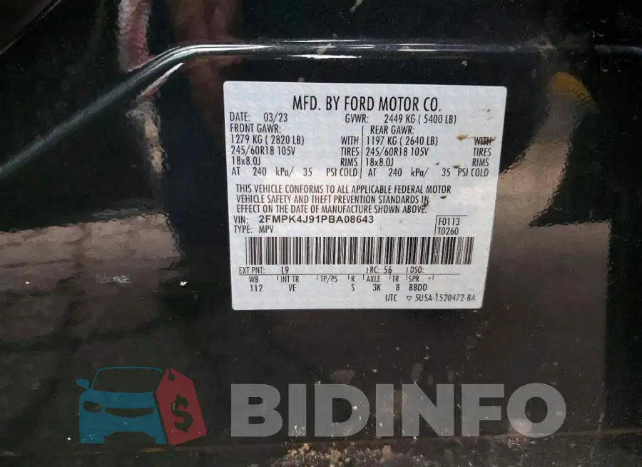 2FMPK4J91PBA08643 Photo# 13