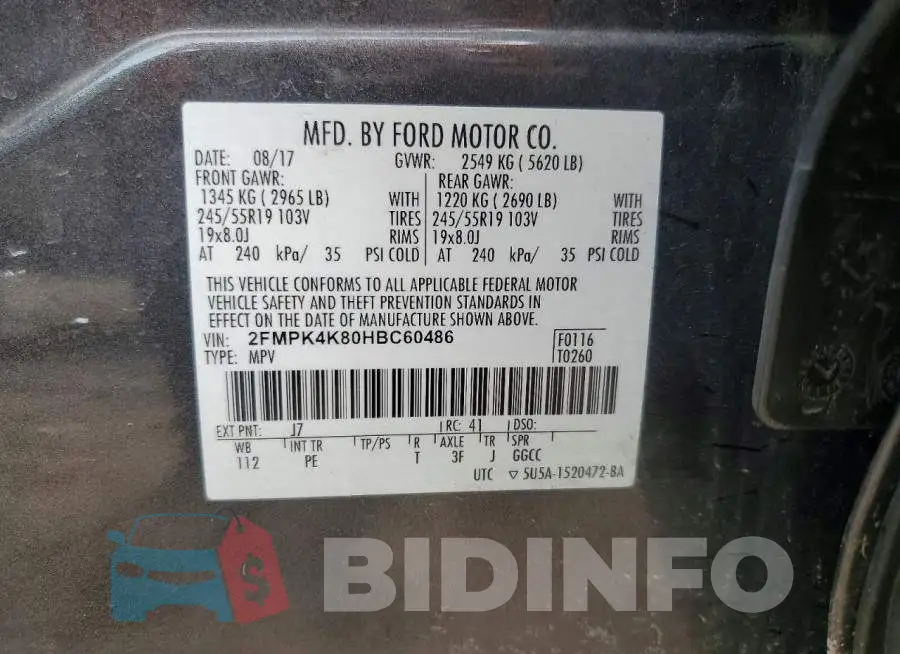 2FMPK4K80HBC60486 Photo# 13