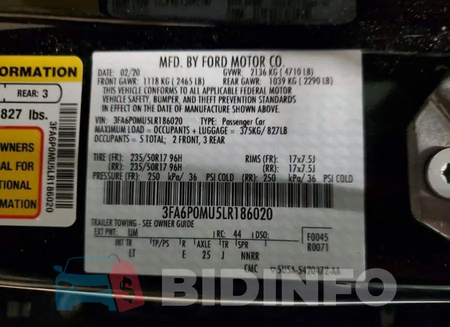3FA6P0MU5LR186020 Photo# 13
