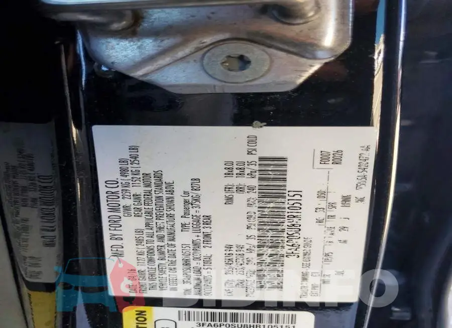 3FA6P0SU8HR105151 Photo# 12
