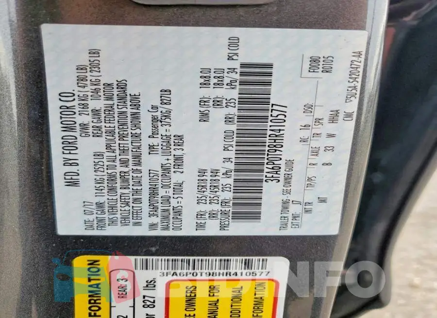 3FA6P0T98HR410577 Photo# 13