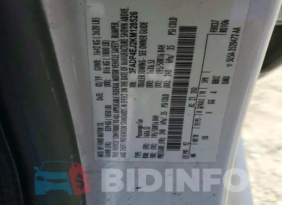 3FADP4EJ2KM128526 Photo# 12