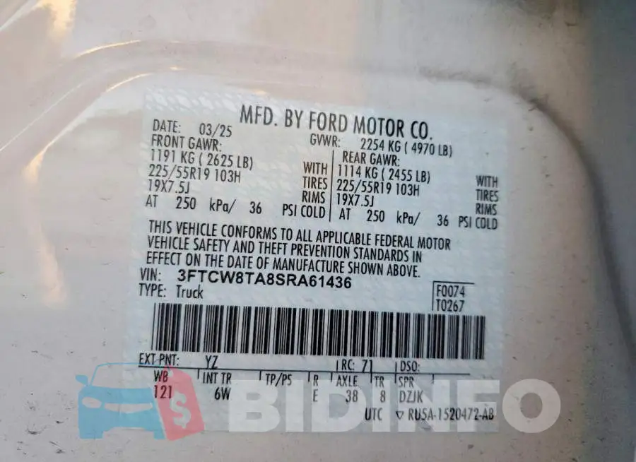 3FTCW8TA8SRA61436 Photo# 12