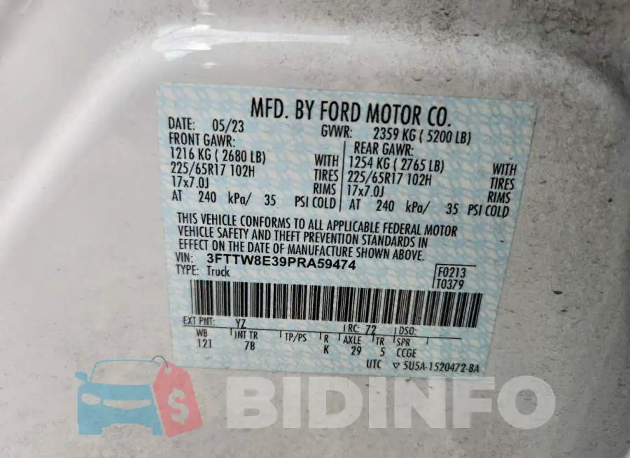 3FTTW8E39PRA59474 Photo# 13