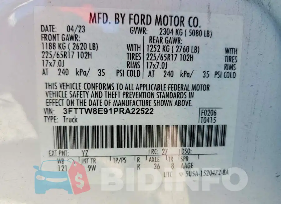3FTTW8E91PRA22522 Photo# 13