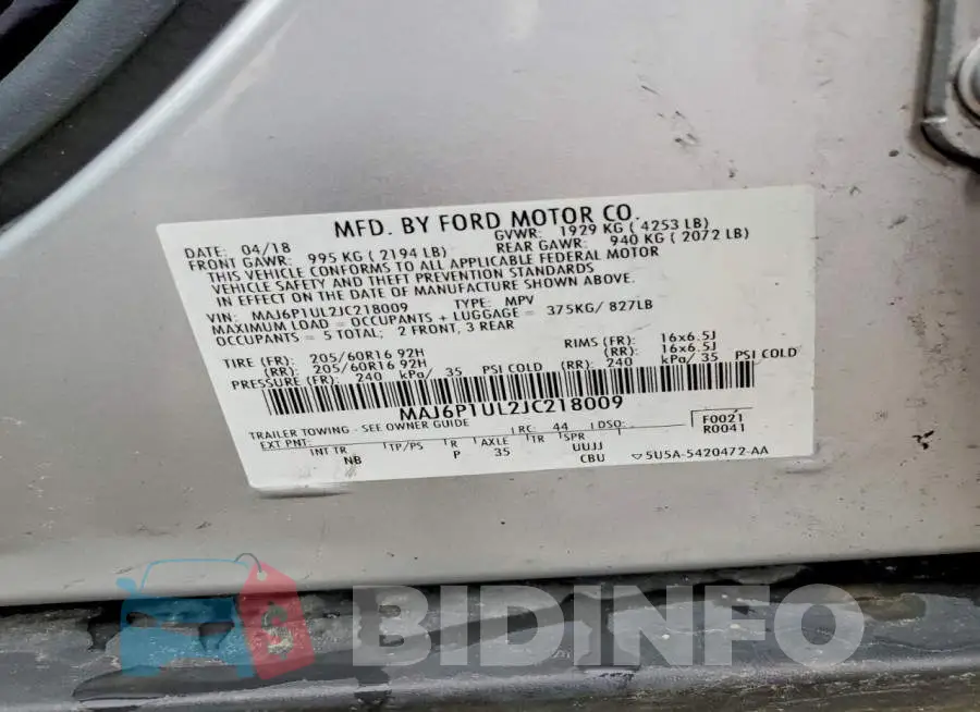 MAJ6P1UL2JC218009 Photo# 14