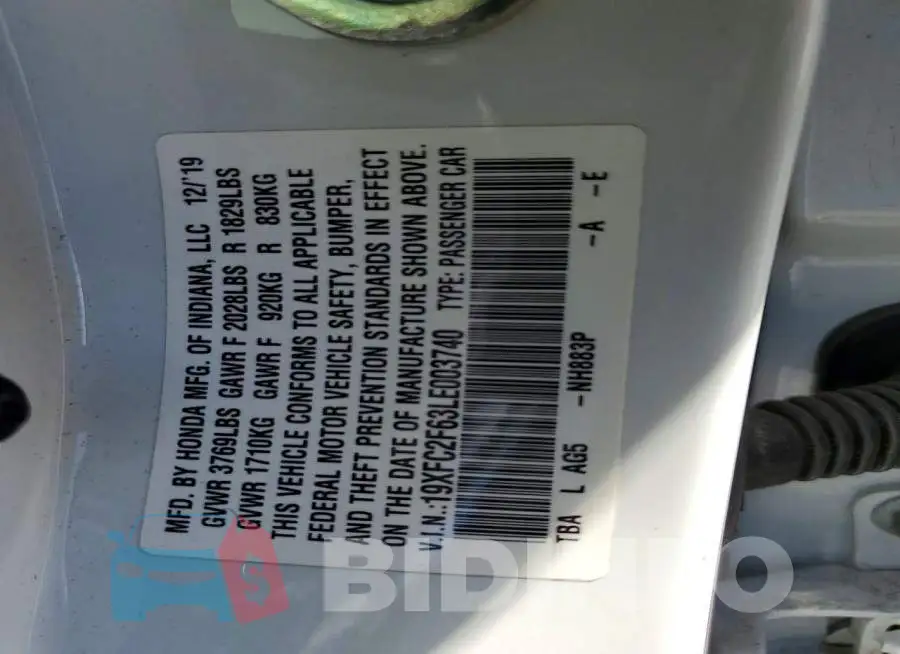 19XFC2F63LE003740 Photo# 12
