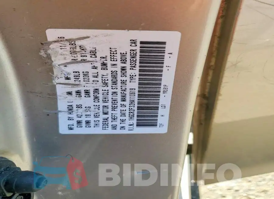 1HGCR2F32HA110619 Photo# 12