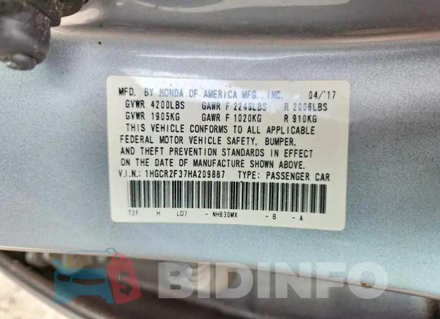 1HGCR2F37HA209887 Photo# 13