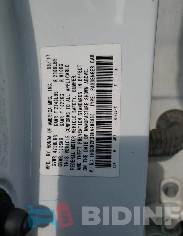 1HGCR2F39HA288950 Photo# 12
