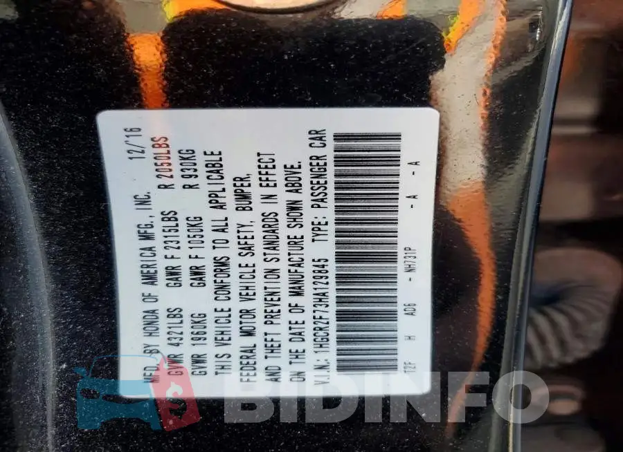 1HGCR2F73HA129845 Photo# 12