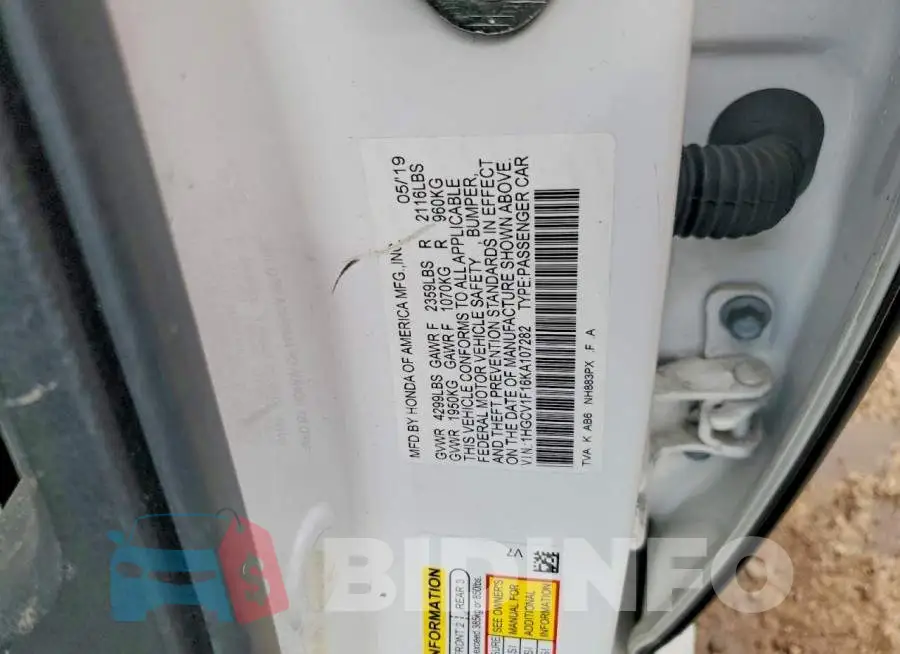 1HGCV1F16KA107282 Photo# 12