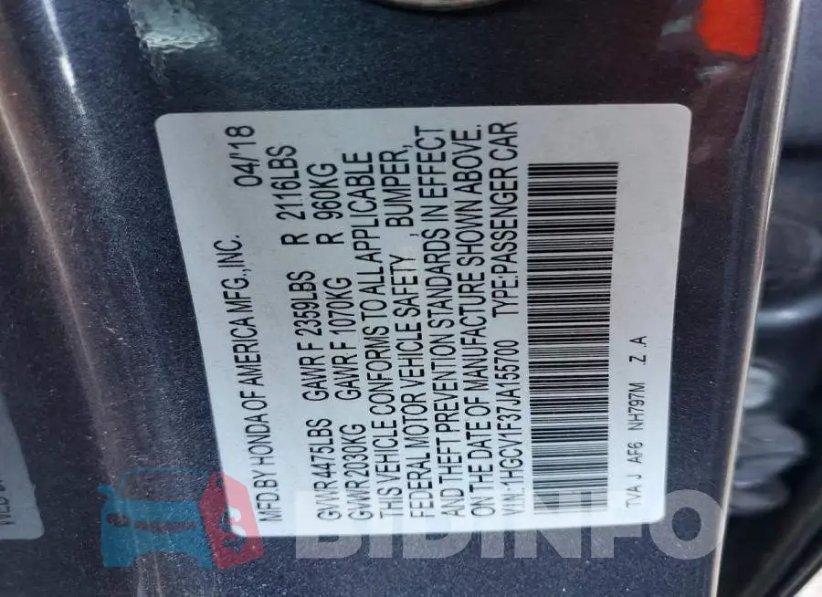 1HGCV1F37JA155700 Photo# 12