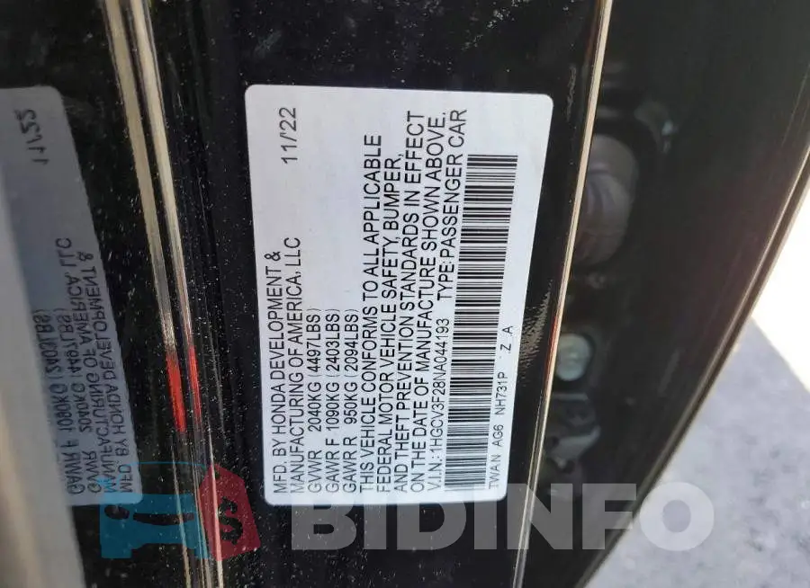 1HGCV3F28NA044193 Photo# 13
