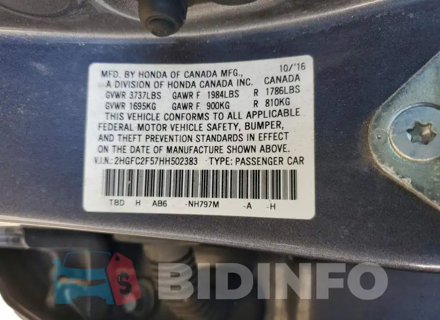 2HGFC2F57HH502383 Photo# 12