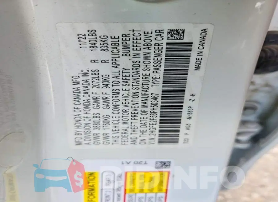 2HGFE2F56PH503467 Photo# 12