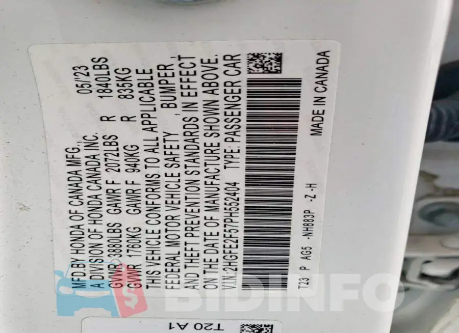 2HGFE2F57PH552404 Photo# 12