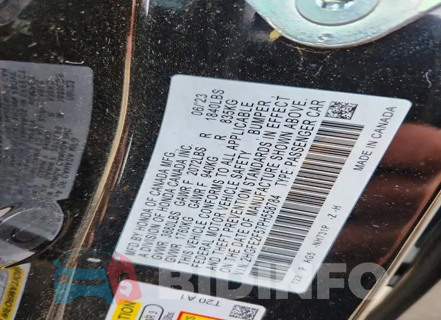 2HGFE2F57PH558784 Photo# 12