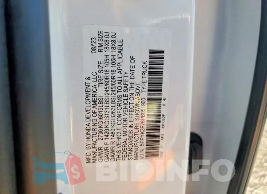 5FPYK3F76PB051900 Photo# 12