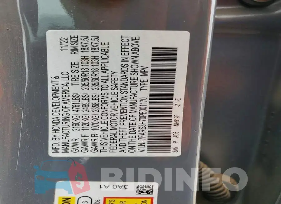 7FARS3H70PE001170 Photo# 14