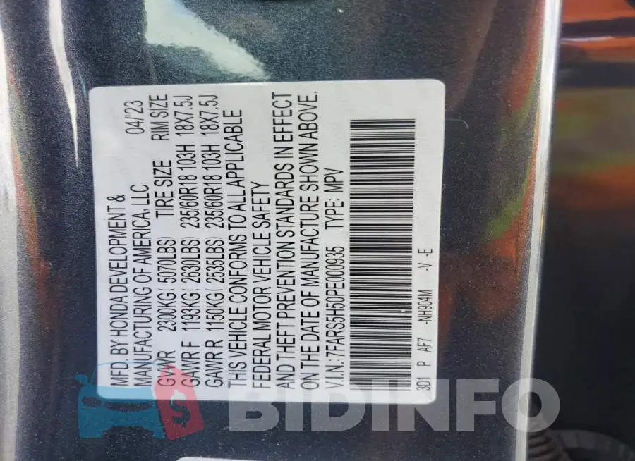 7FARS5H50PE000935 Photo# 13