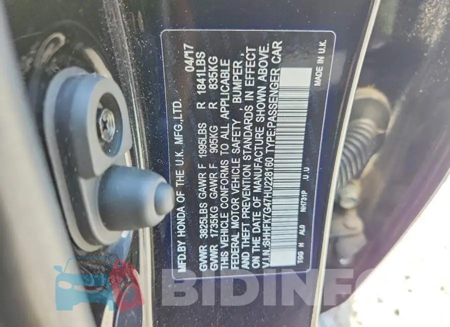 SHHFK7G47HU228160 Photo# 12